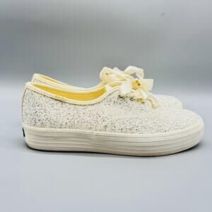 Keds Kate Spade New York Shoes Womens 8 Ivory Glitter Ribbon Bridal Sneakers